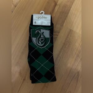 Harry Potter Slytherin Crest Argyle Crew Socks - Green/Black